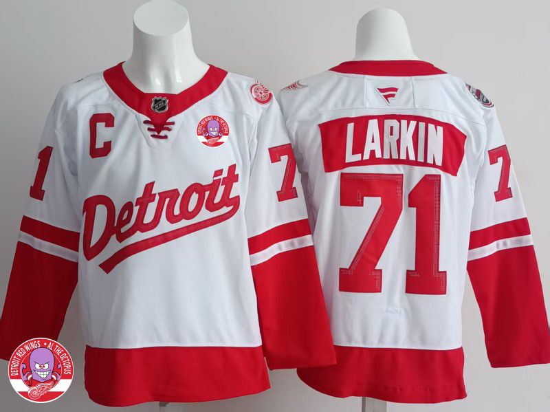 Men Detroit Red Wings #71 Larkin White 2025 Fanatics Home Premium NHL Jersey style 1